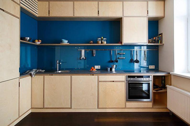 Синие стеновые панели для кухни