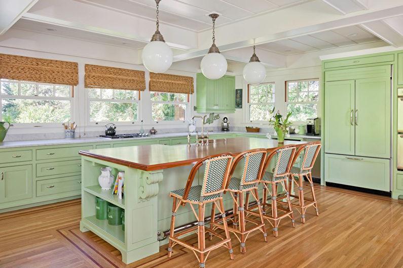 Фисташковый цвет в интерьере кухни - Дизайн фото