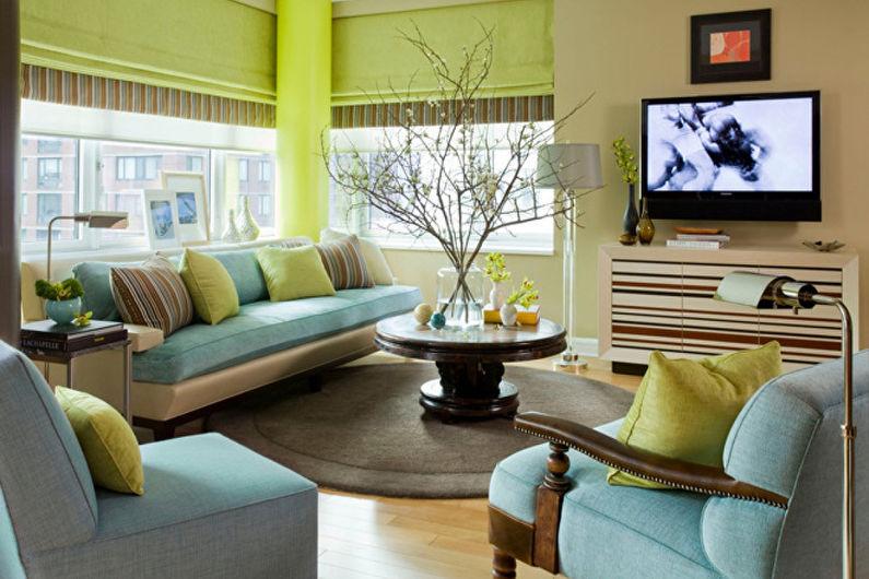 Фисташковый цвет в интерьере гостиной - Дизайн фото