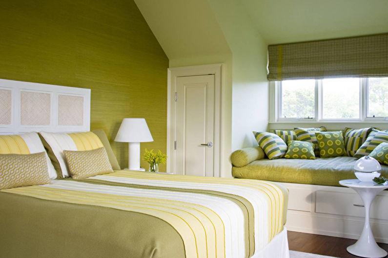 Фисташковый цвет в интерьере спальни - Дизайн фото