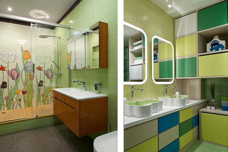 Фисташковый цвет в интерьере ванной комнаты - Дизайн фото