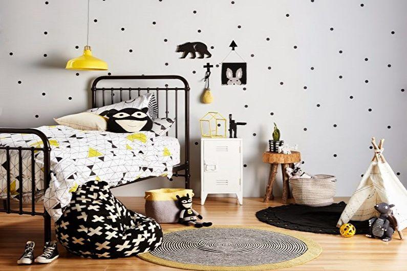 Черно-белые обои в интерьере детской комнаты - Дизайн фото