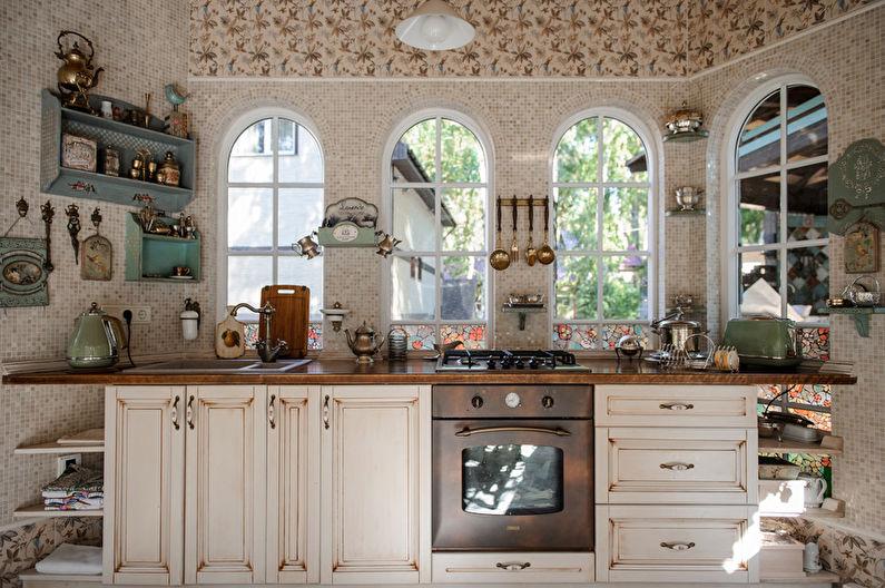 Дизайн интерьера кухни в стиле шебби-шик - фото