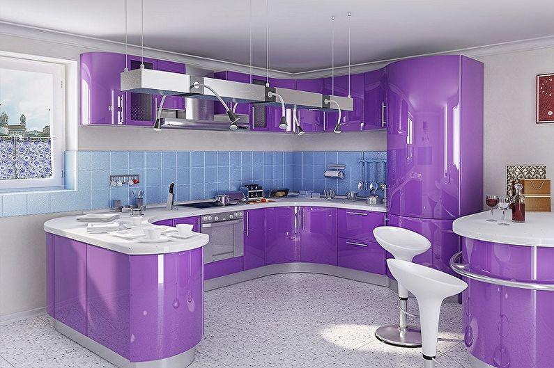С какими цветами сочетается фиолетовый - Дизайн кухни