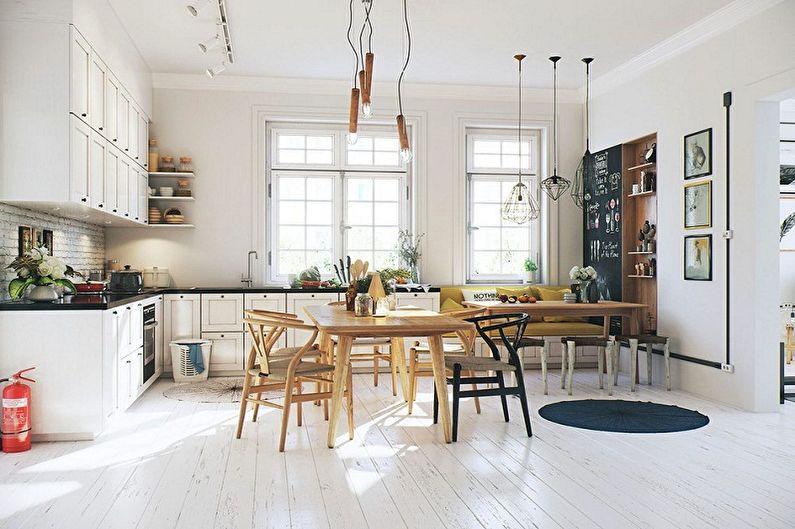 Дизайн кухни в скандинавском стиле - Освещение и декор