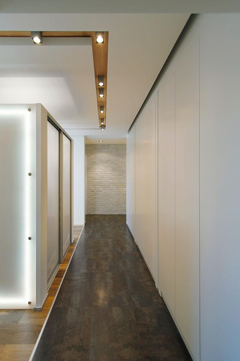 Дизайн потолка из гипсокартона в коридоре