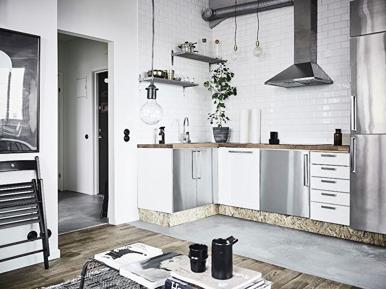 Серая кухня в скандинавском стиле - дизайн