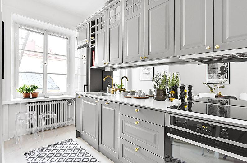 Серая кухня в скандинавском стиле - дизайн интерьера
