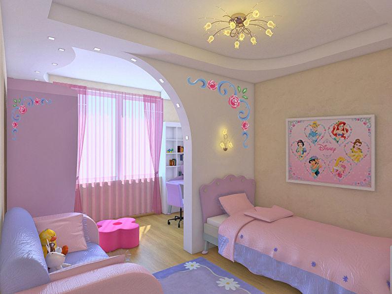 Фигурная арка из гипсокартона в детской комнате - дизайн