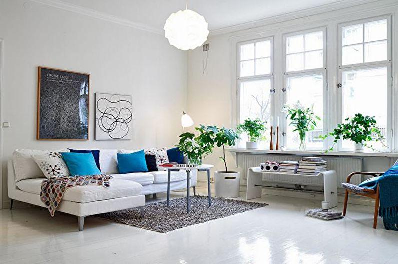 Дизайн интерьера гостиной в скандинавском стиле - фото