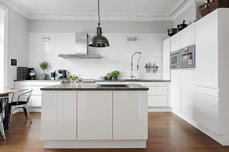Белая кухня 20 кв.м. - Дизайн интерьера