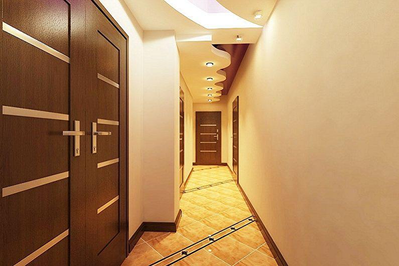 Потолок из гипсокартона в прихожей или коридоре