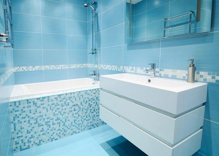 Синяя ванная комната 3 кв.м. - Дизайн интерьера