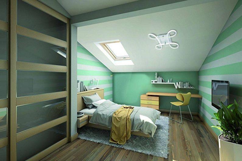Дизайн спальни на мансарде - Отделка стен
