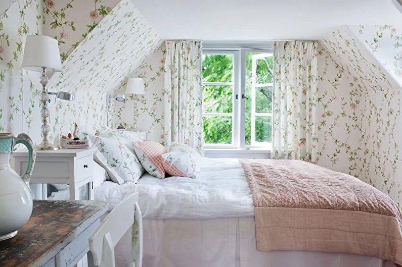 Спальня на мансарде в стиле прованс - Дизайн интерьера
