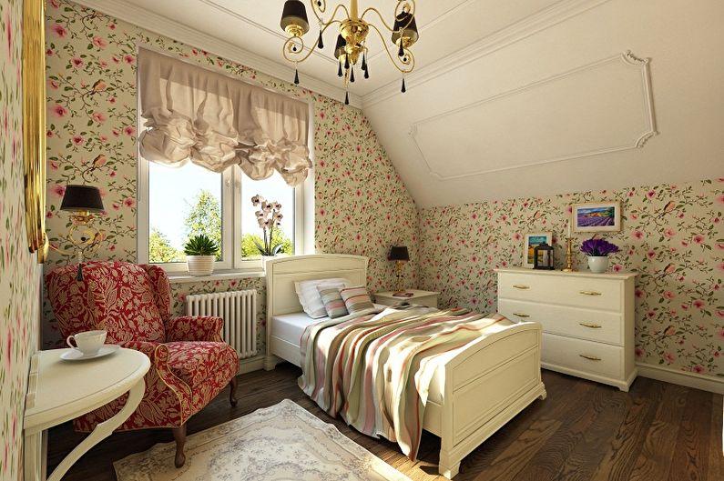 Спальня на мансарде в стиле прованс - Дизайн интерьера