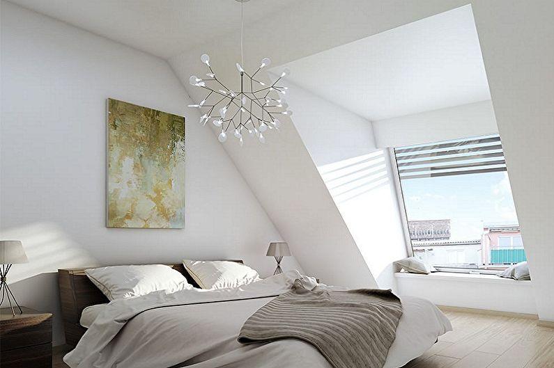 Спальня на мансарде в стиле минимализм - Дизайн интерьера