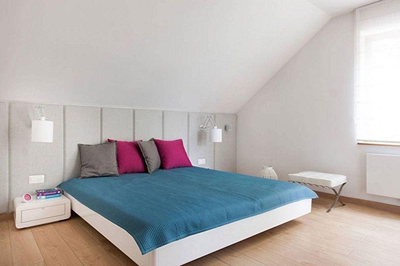 Спальня на мансарде в стиле минимализм - Дизайн интерьера