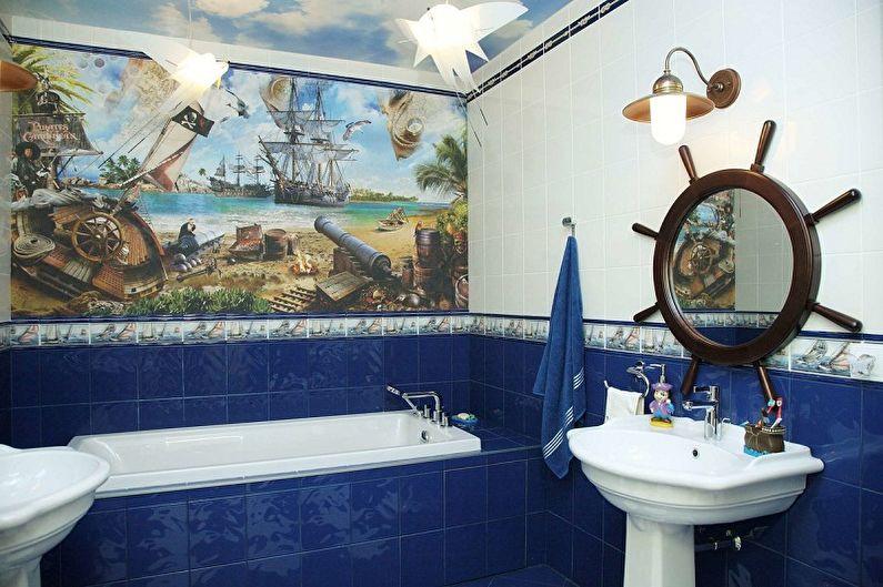 Ванная комната 5 кв.м. в морском стиле - Дизайн интерьера