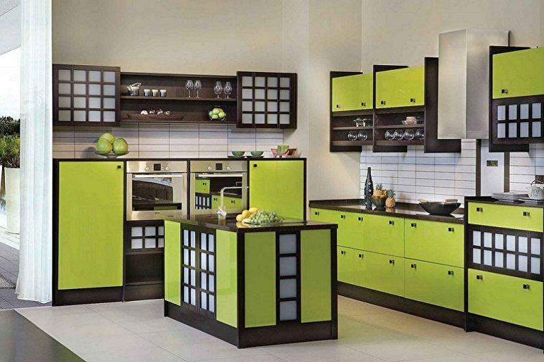 Зеленая кухня в японском стиле - Дизайн интерьера