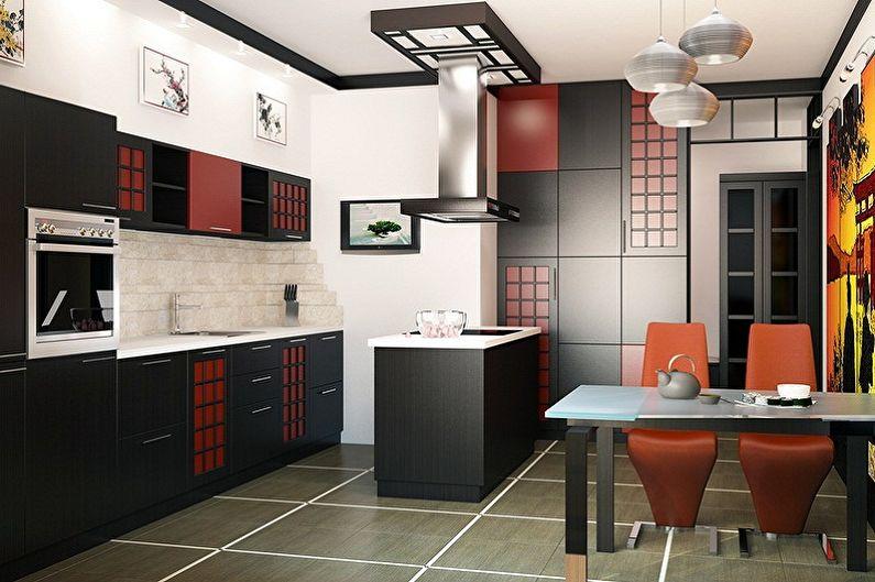 Черная кухня в японском стиле - Дизайн интерьера