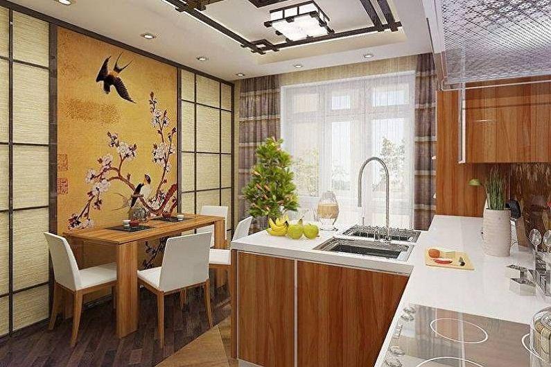 Дизайн кухни в японском стиле - Отделка стен