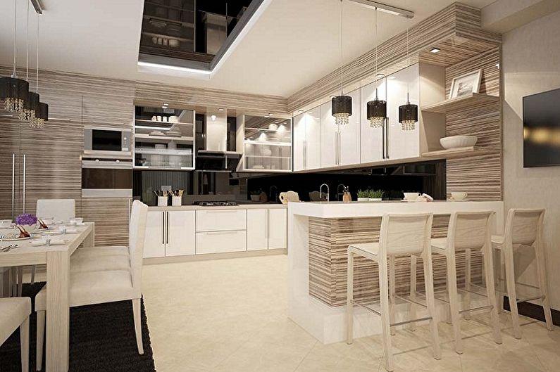 Бежевая кухня в стиле минимализм - Дизайн интерьера