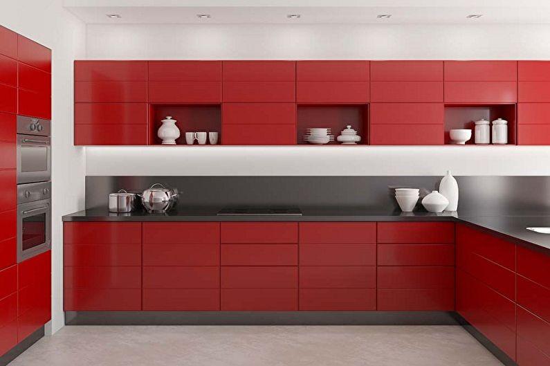 Красная кухня в стиле минимализм - Дизайн интерьера