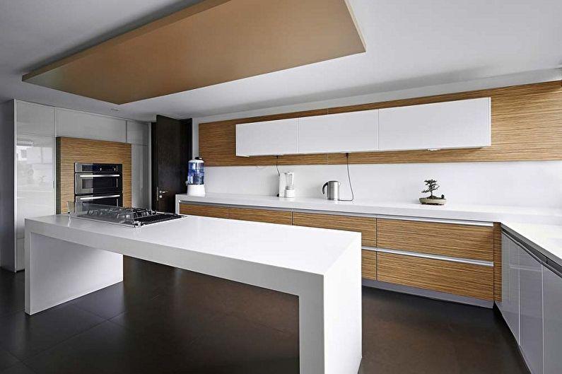 Дизайн кухни в стиле минимализм - Отделка потолка