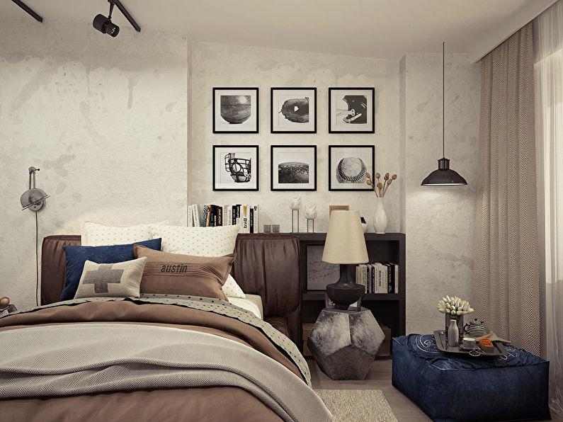 Спальня в стиле лофт, мансардная квартира, Симферополь - фото 2