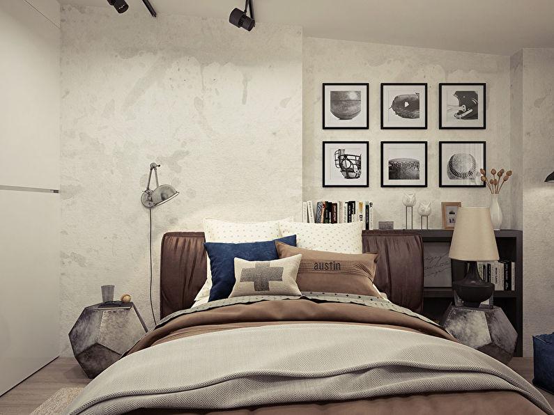 Спальня в стиле лофт, мансардная квартира, Симферополь - фото 3