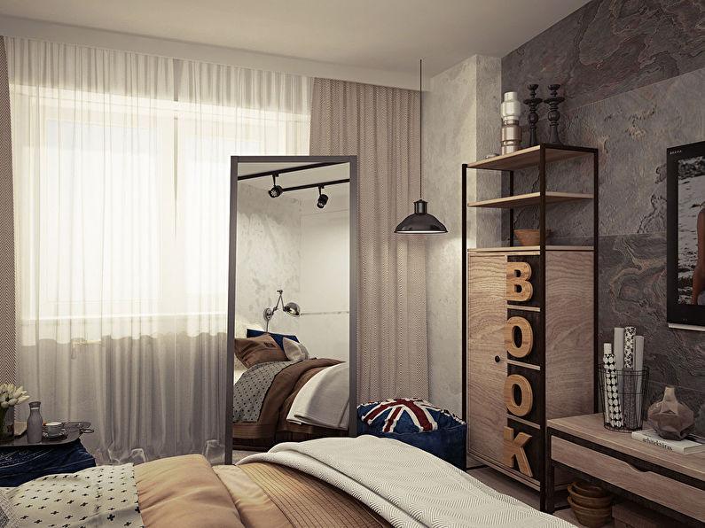 Спальня в стиле лофт, мансардная квартира, Симферополь - фото 4