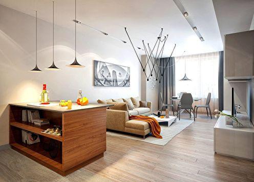 Дизайн интерьера кухни-гостиной от Михаила Новинского