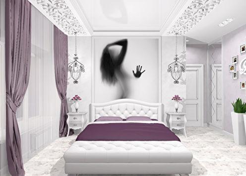 Love Story: Спальня в бело-лиловых тонах