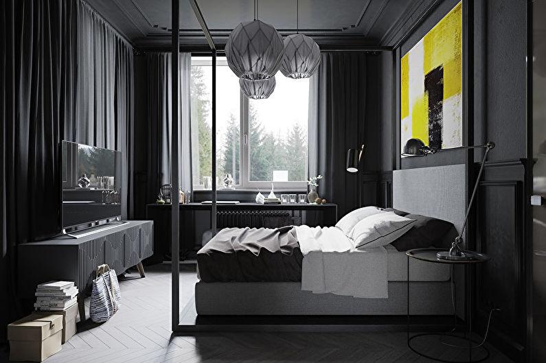 Черная спальня - Дизайн интерьера 2022