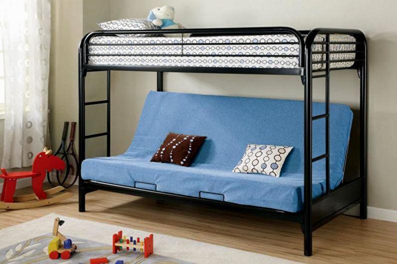 Двухъярусная кровать с диваном - фото